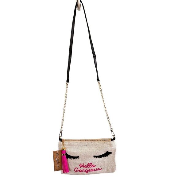 Crossbody Boho "Hello Gorgeous" Gold Accent Chain Faux Leather NWT - Picture 3 of 6